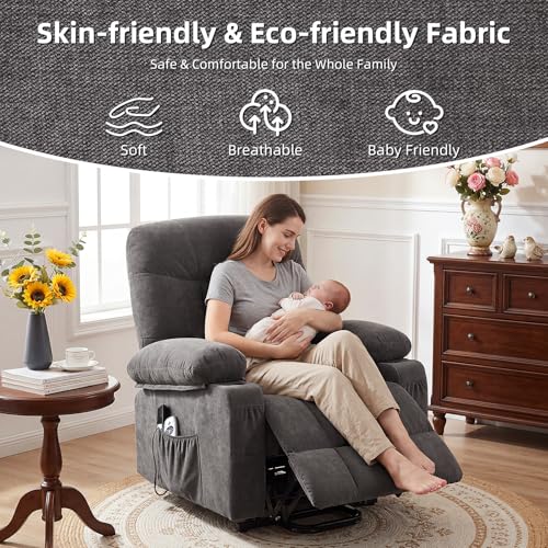 Power Lift Recliner Chair with Massage, Lumbar Heating, and USB Charging