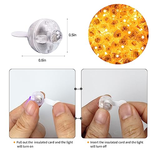 Aogist 100pcs Orange LED Balloon Lights Waterproof Mini Battery-Powered Decorative Orbs for Party Wedding Christmas Halloween