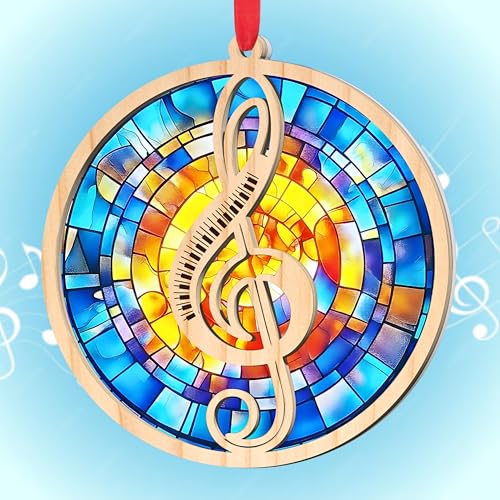 Lemonus Treble Clef Music Ornament for Women – Stained Glass Acrylic Window Decor