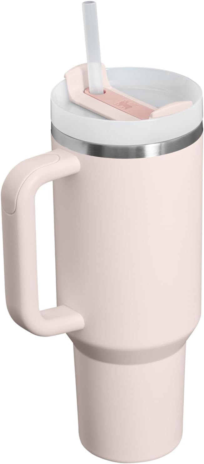 STANLEY Quencher H2.0 Tumbler - 40 oz Insulated Stainless Steel with Handle & Straw | BPA-Free Rose Quartz