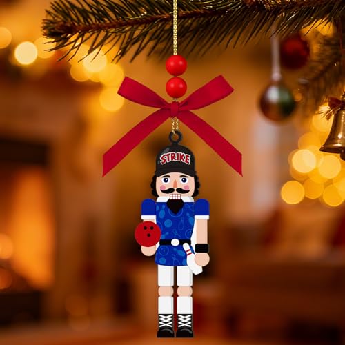 AKAIXI 4-Inch Acrylic Bowling Nutcracker Christmas Ornament for Players & Fans