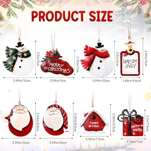 WILLBOND Santa Christmas Tin Ornament - 8 Pack Holiday Decorations
