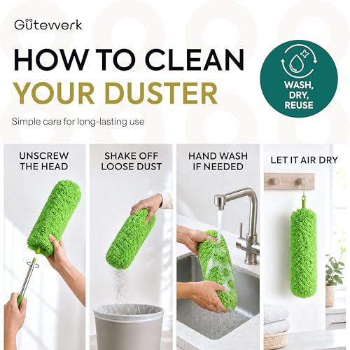 Extendable Microfiber Duster with 55" Stainless Steel Pole & Bendable Head