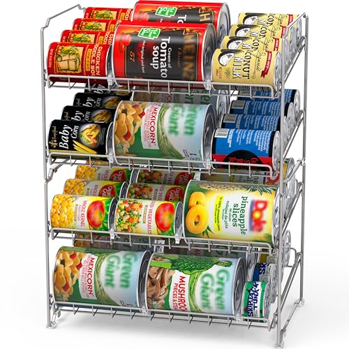 Simple Houseware 2 Tier Stackable Can Rack, Silver, 2 Pack