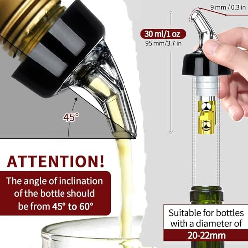 SuproBarware 12 Pack Automatic Spirit Pourer with 1oz/30ml Measurement for Liquor & Cocktail Bottles