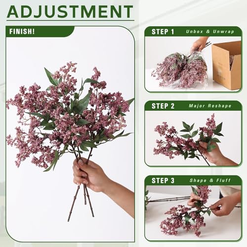 17" Artificial Nandina Berry Stems - 6 Pack Dusty Plum Decor