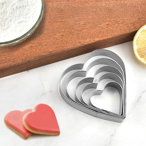 YomiFamily Heart Cookie Cutter Set - 5 Stainless Steel Shapes (3.15", 2.75", 2.36", 1.97", 1.57")