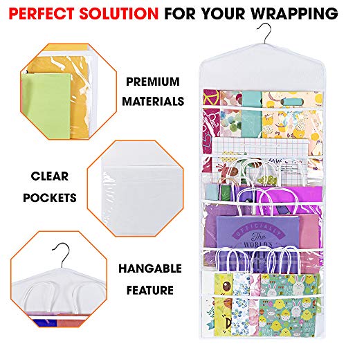 Hanging Gift Bag and Tissue Paper Storage Organizer 38 x 16 Inch White