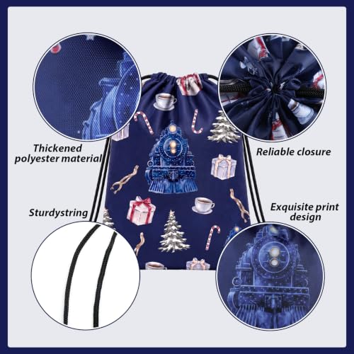 Bulyoou Christmas Express Train Party Favors Drawstring Bags - Set of 25