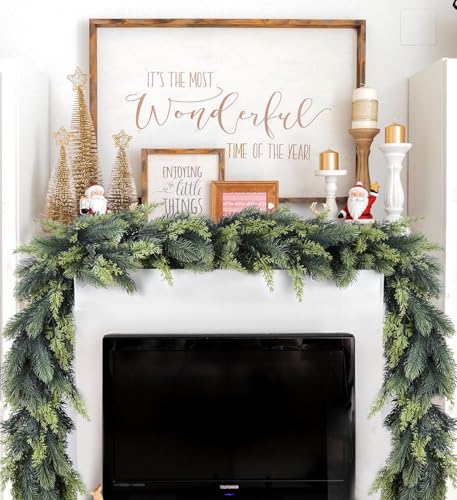 6ft Christmas Pine Garland - Fake Greenery for Mantel, Table Runner & Decor