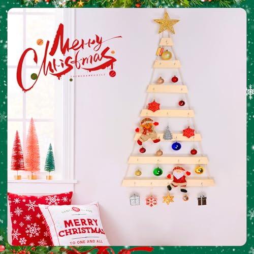VAIPI Wooden 40in Wall Hanging Christmas Tree with Lights - 40'' x 20'' (Variation: Wooden-40inch)