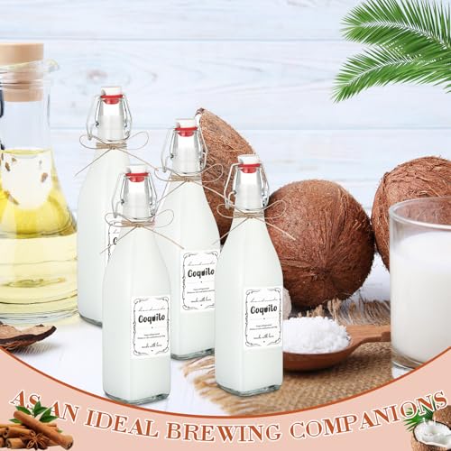 DoubleFill 8 Pack 16 oz Swing Top Glass Bottles - Stylish Coquito Set
