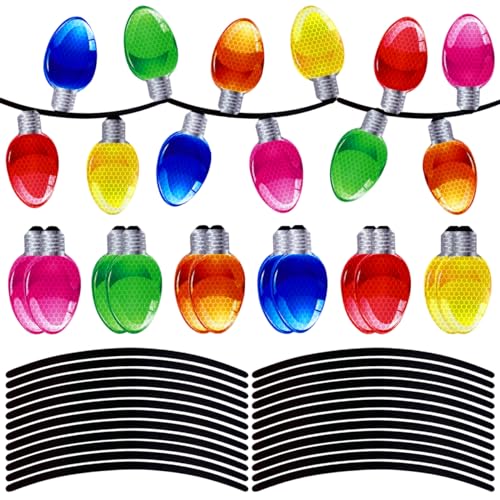 JoFAN Car Christmas Light Bulb Magnets - Reflective Holiday Decor Set