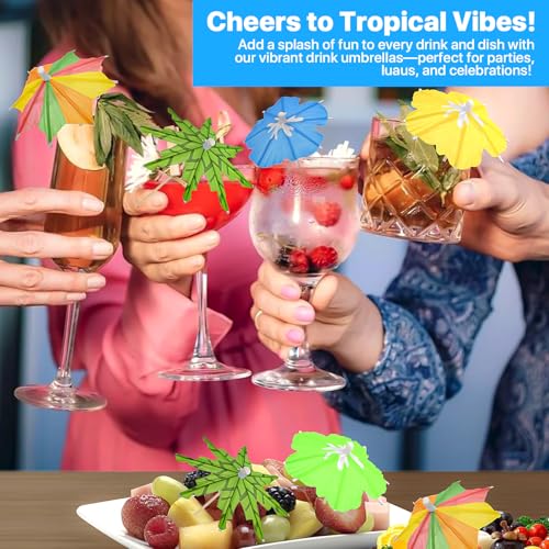 150 Pack of Tropical Drink Umbrellas for Cocktails & Desserts - Vibrant Party Decor
