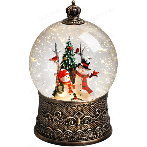 Lighted Musical Snowman Snow Globe Lantern with 6-Hour Timer & Glitter