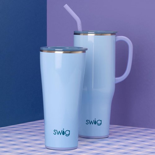 Swig Life 40oz Mega Mug, 40 oz Tumbler with Handle and Straw, Cup Holder Friendly, Dishwasher Safe, Extra Large Insulated Tumbler, Stainless Steel (Bay Breeze)