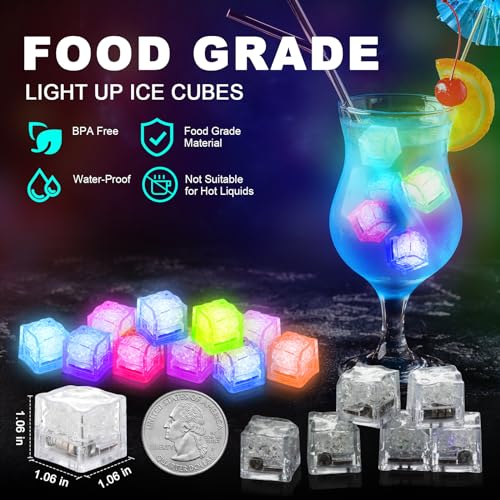 Komokeru 40 Pcs Light Up LED Ice Cubes - Multi-Color Changing, Water-Activated