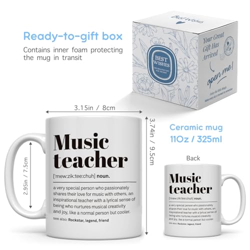 Music Teacher Definition Mug - 11oz White Ceramic Cup for Music Educators - Variation: music teacher
