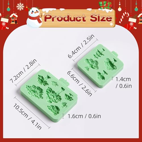 Kalain 2 Pieces Christmas Tree Fondant Molds – Silicone Cake Decorating Set