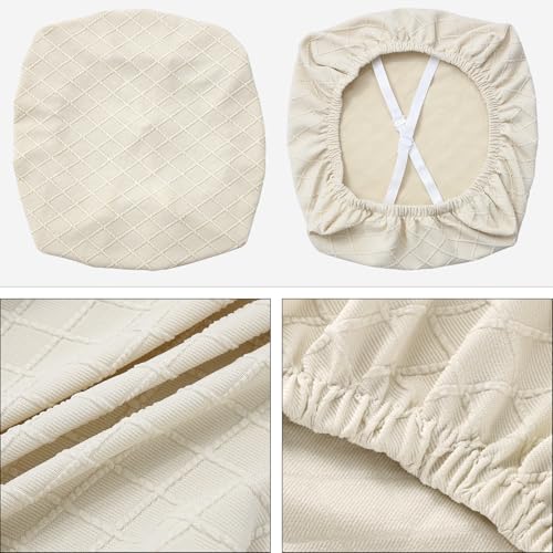 Stretch Dining Chair Seat Covers - 6 Pack Washable Cushion Slipcovers, Beige