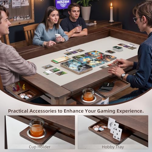 Solid Wood Gaming Table with Removable Dining Top - 54" x 31" Game Space