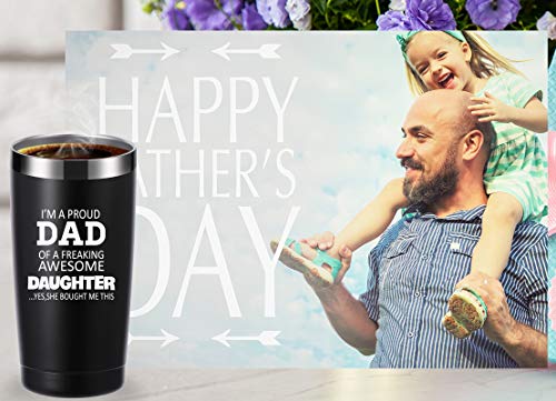 Momocici Proud Dad 20 OZ Insulated Travel Mug - Black, Father's Day Gift