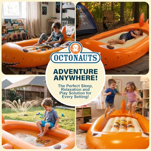 Kids Inflatable Travel Bed with Bumpers and Pump - Portable Toddler Mattress