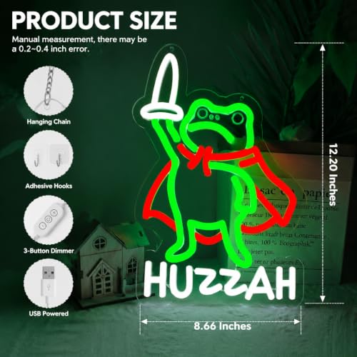 Funny Wizard Frog Neon Sign - 8.66 x 12.20 in, Dimmable USB LED Light