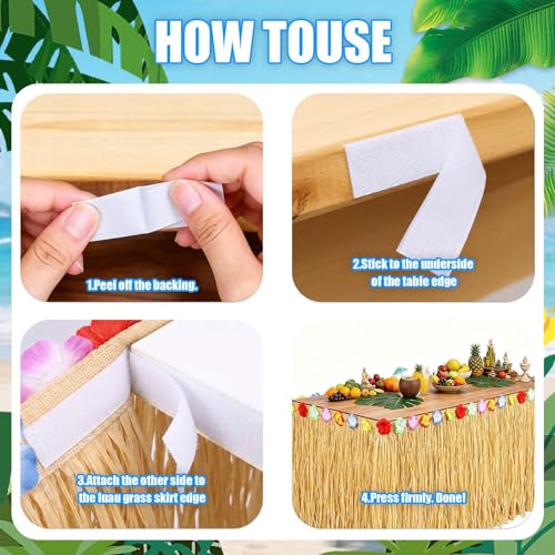 2-Pack Hawaiian Grass Table Skirts - 108" x 29.5" Tropical Party Decor