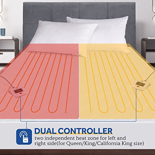 Heated Mattress Pad Queen Size with Dual Control & 10 Settings