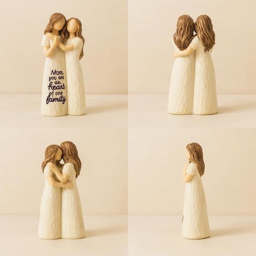 GoGnome Elegant Mother and Daughter Figurine - 5.7” Tall Hand-in-Hand Resin Sculpture for Mother's Day & Birthdays