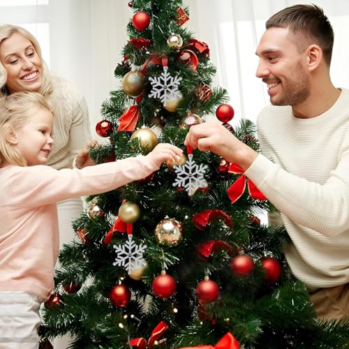 Kersiki Set of 3 Silver Snowflake Christmas Ornaments – Hanging Tree Decor (3, Silver Snowflake)