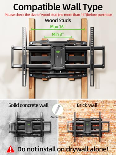 Full Motion TV Wall Mount for 42-86 Inch TVs, Swivel and Tilt Bracket
