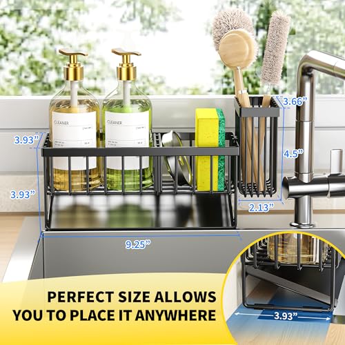 Stainless Steel Kitchen Sink Caddy Sponge Holder with Self-Draining Tray