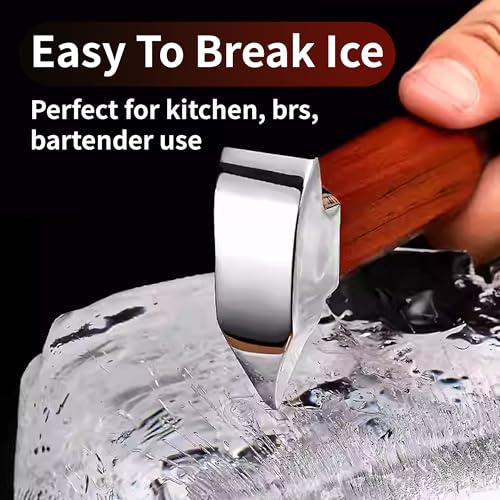 Long Stainless Steel Ice Pick with Wood Handle - Bar & Kitchen Ice Breaking Tool