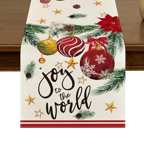 HIUCUS Christmas Table Runner D Style 13x72 Inch Winter Holiday Decor