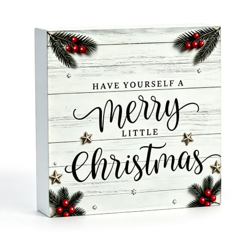 Movie Sign Wooden Christmas Decor - Rustic Holiday Tabletop Sign, 12.5cm