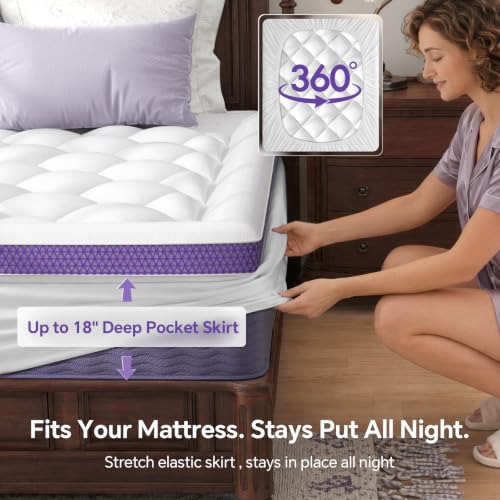 Bamboo Viscose Mattress Topper with Pillow Top - Soft Memory Foam Blend