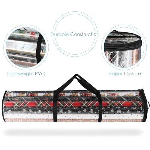 Clear Wrapping Paper Storage Container Holds 14 Rolls up to 40 Inches