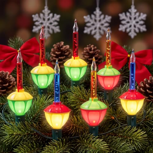 7FT Outdoor Christmas Bubble Lights Set with 8 Colorful Incandescent Bulbs