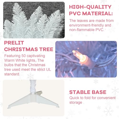 4ft Pre-Lit White Artificial Christmas Tree with Warm White Lights
