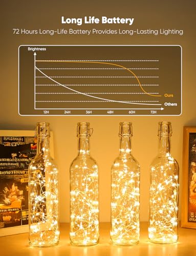 12 Pack Battery Operated Fairy Lights - 8 Modes 7ft Warm White LED String Lights