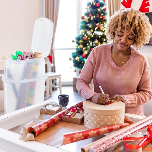 Plastic Wrapping Paper Storage Container with Top Ornament Compartment