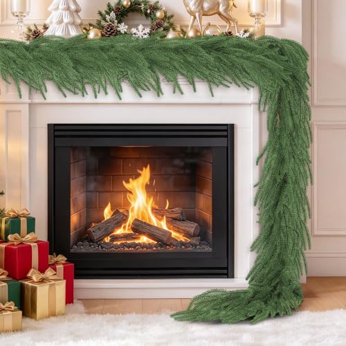 Lavonoph 6ft Artificial Norfolk Pine Garland Set - Real Touch Winter Greenery for Holiday Decor
