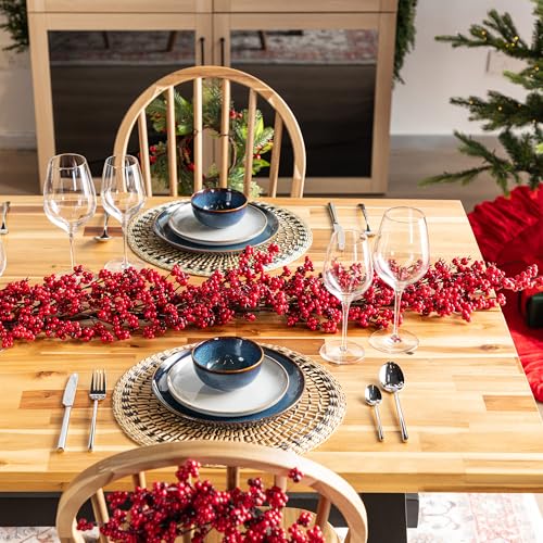 6ft Red Berry Garland - Glitzhome Artificial Garland for Christmas Decor