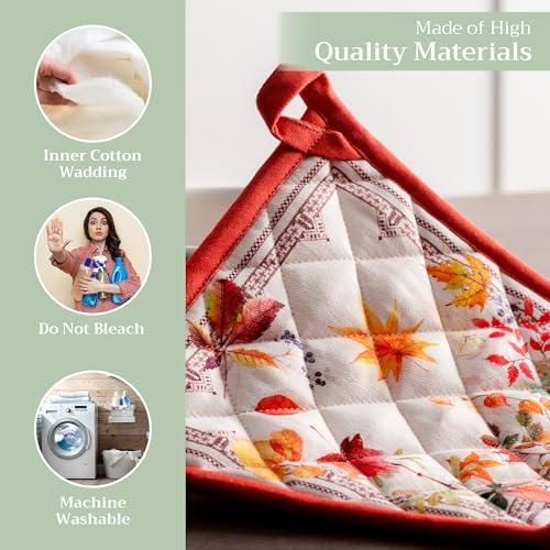 Maison d'Hermine Amarante Pot Holders Set of 2 8x8in Cotton Kitchen Accessories