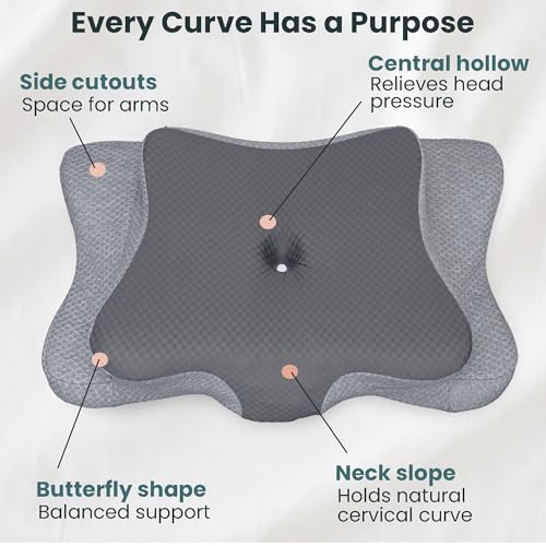 Cooling Memory Foam Neck Pillow – Ergonomic Cervical Support for Side & Back Sleepers