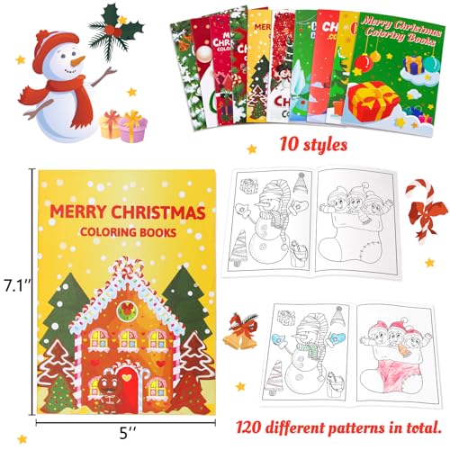 90shine 54Pcs Christmas Coloring Books Bulk for Kids — 54 Books, 6 Pages Each, Holiday Party Favors (Christmas-54pcs)