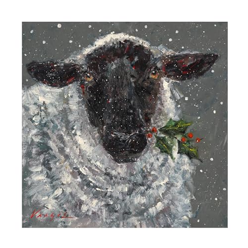 Christmas Sheep Canvas Wall Art 35x35in by Mary Miller Veazie, Ready to Hang