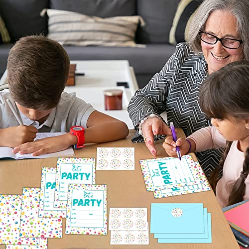 30-Piece Watercolor Confetti Birthday Invitation Set with Envelopes